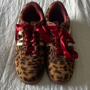 Steve Madden Leopard Sneakers with Red Ribbon